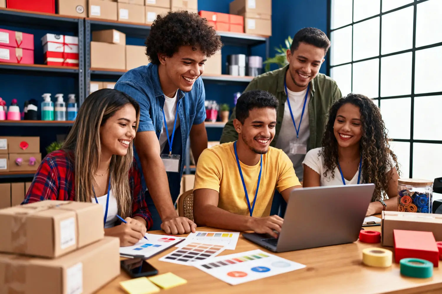 Time Havva colaborando no espaço de trabalho moderno