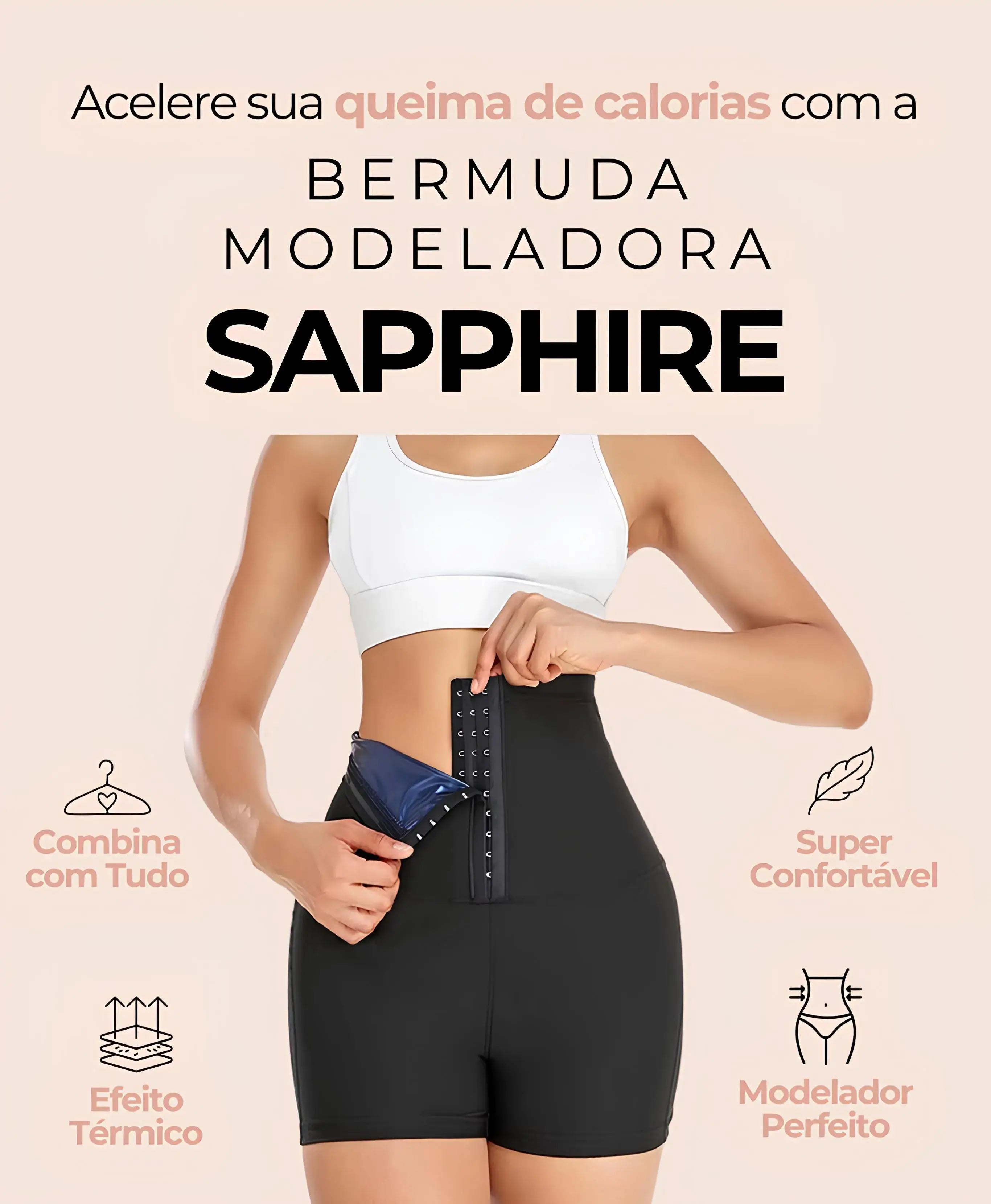 Bermuda Modeladora Sapphire – Efeito Sauna com Suporte e Conforto